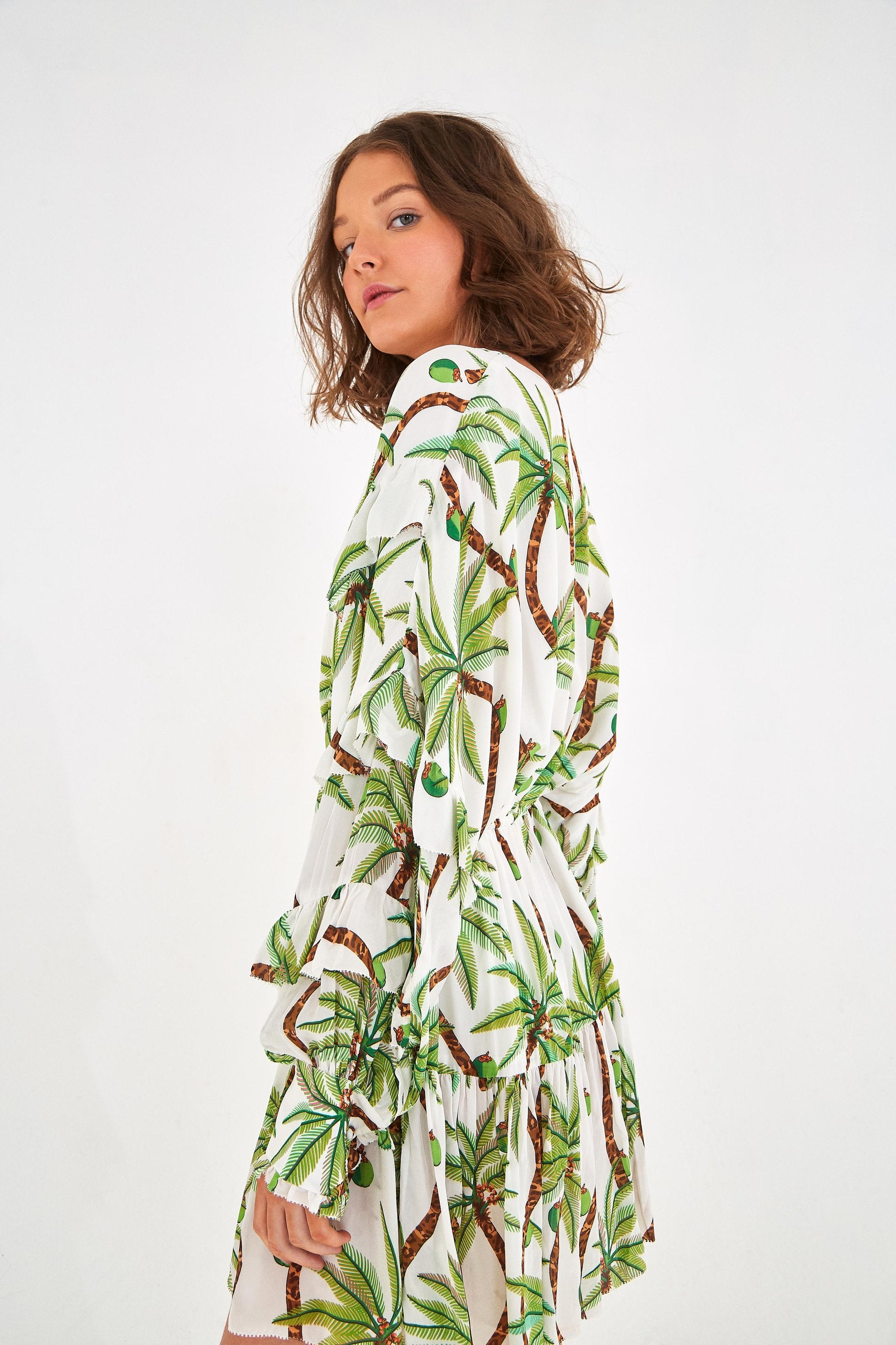 farm rio green palm dress Green Palm Tree Eyelet Midi Dress – Karlee