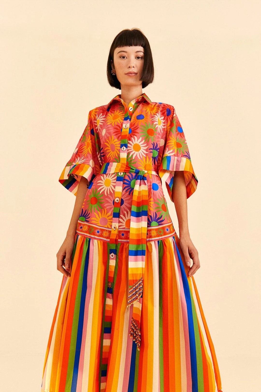 Coral Mixed Graphic Macaws Midi Dress by Farm Rio | HYPERCLASH