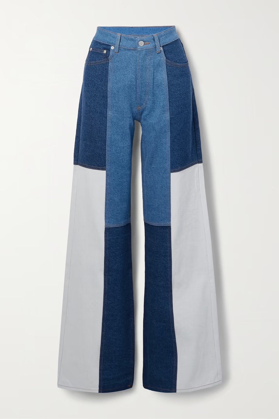 Patchwork Denim High Rise Wide Leg Jeans by Farm Rio | HYPERCLASH
