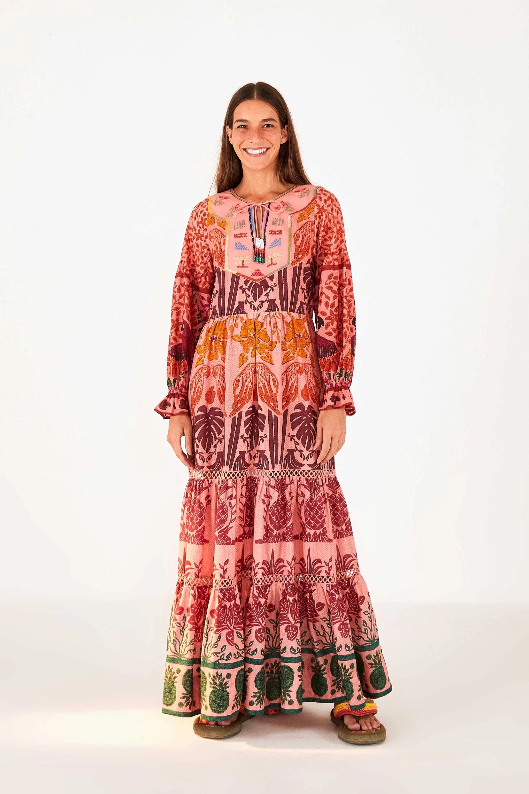 farm rio macaw elegance maxi dress MACAW ELEGANCE BLACK MAXI DRESS