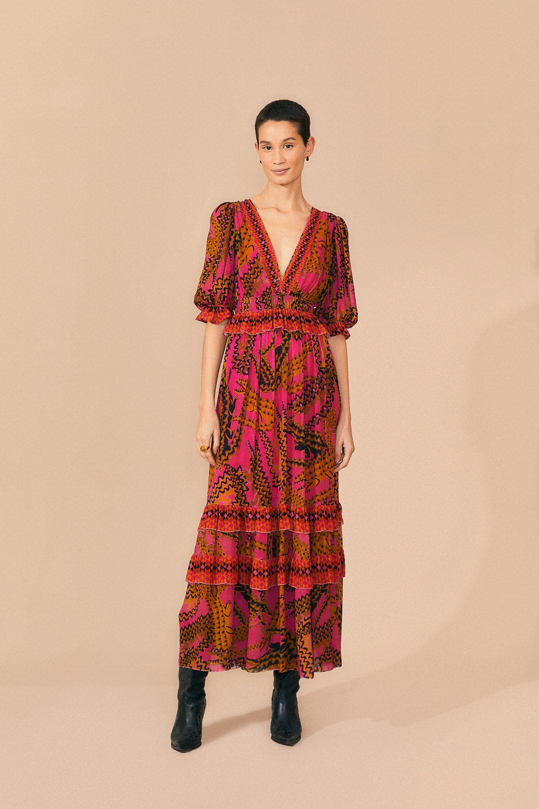 Pink Croco Short Sleeve Maxi Dress by Farm Rio | HYPERCLASH Pink Croco Short Sleeve Maxi Dress by Farm Rio | HYPERCLASH