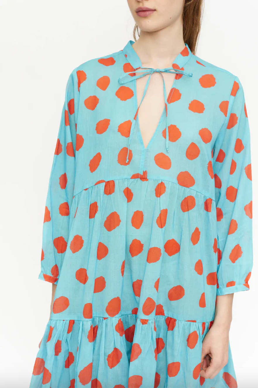 Short Blue Red Polka Dot Dress by Compania Fantastica | HYPERCLASH