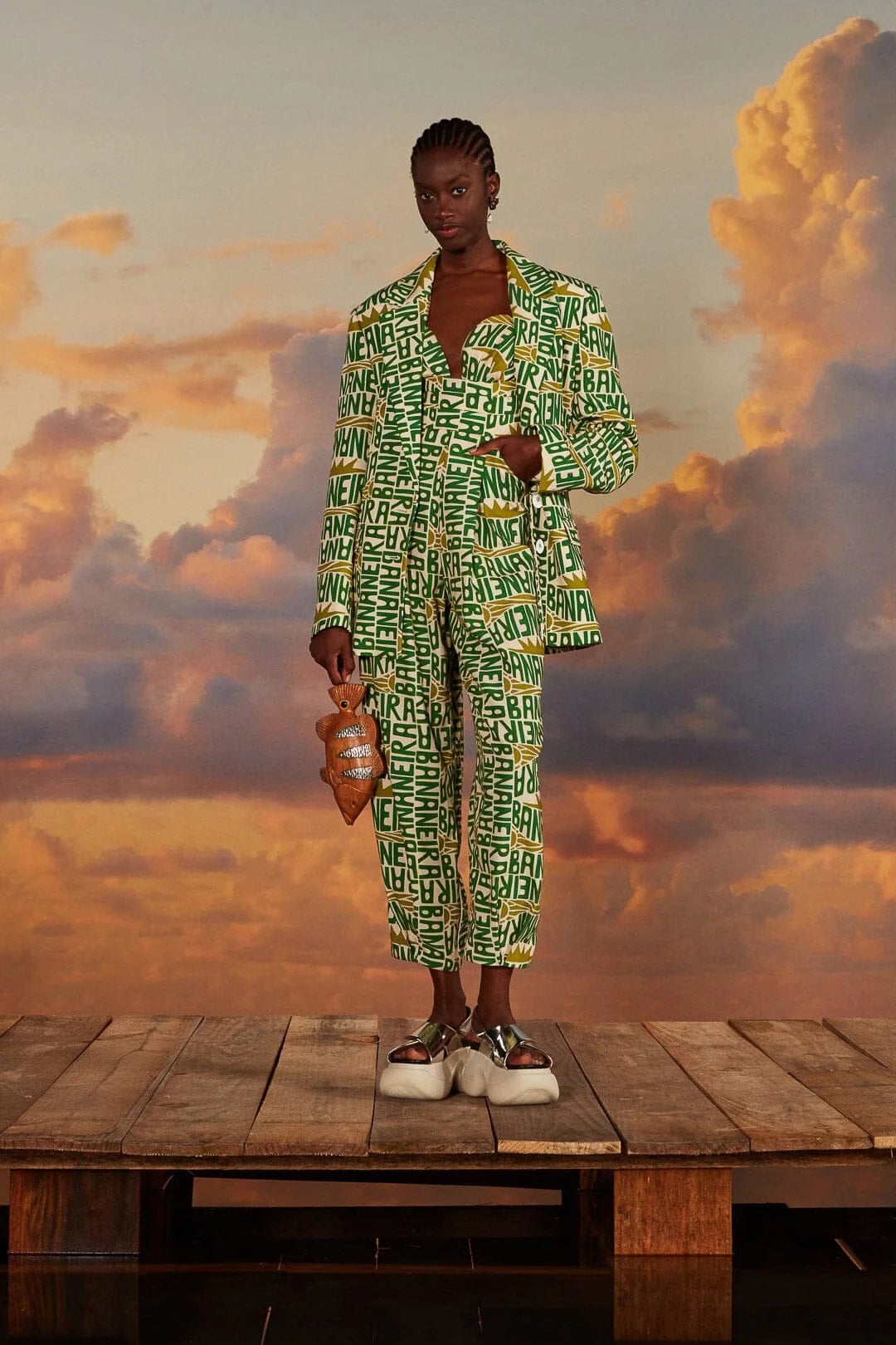 Off-White Banana Typography Strapless Jumpsuit by Farm RIo