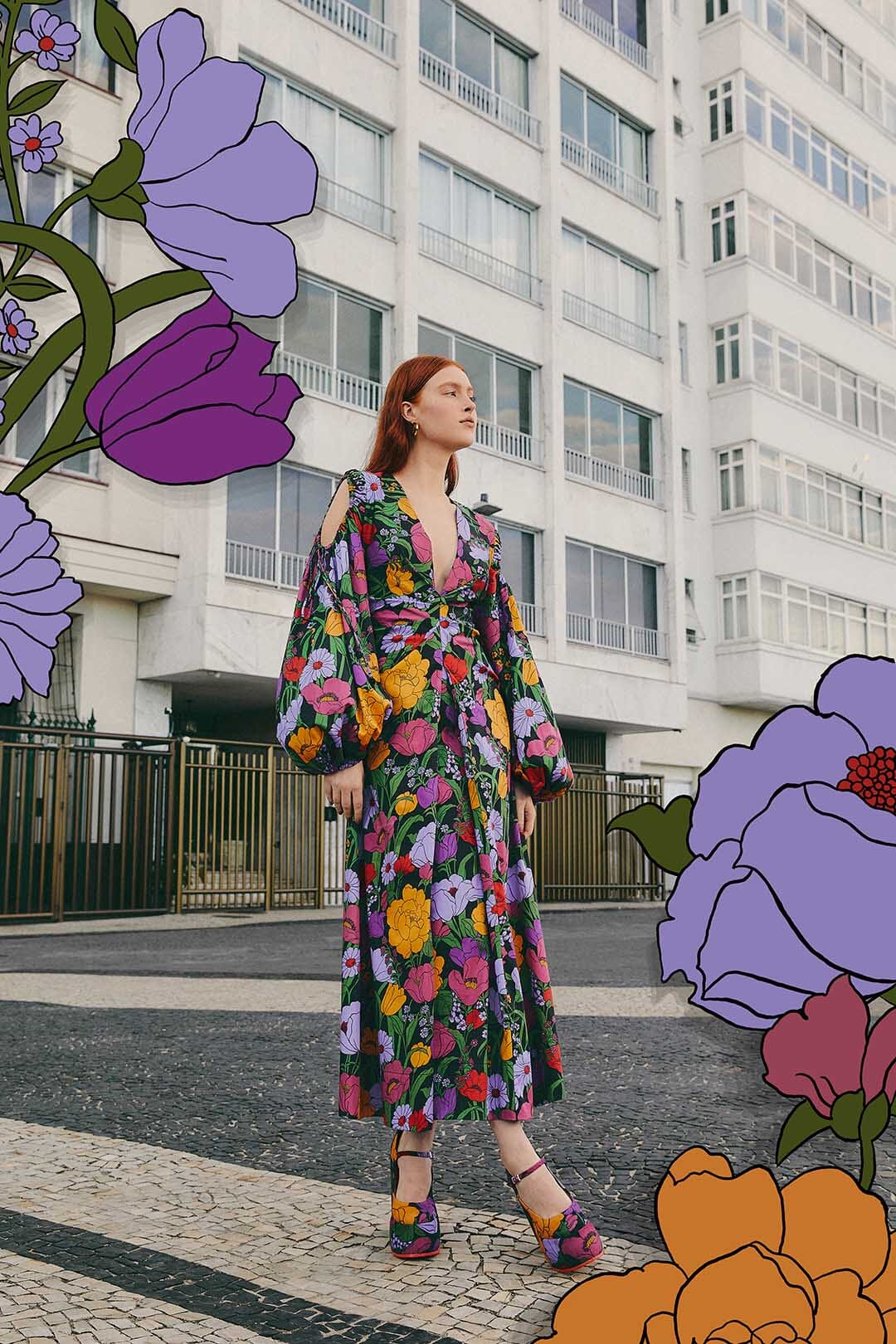 Black Bucolic Garden Cut Out Maxi Dress by Farm Rio