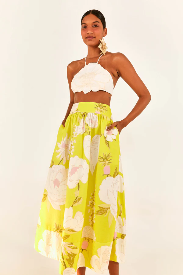 Yellow Neon Garden Maxi Skirt by Farm Rio HYPERCLASH