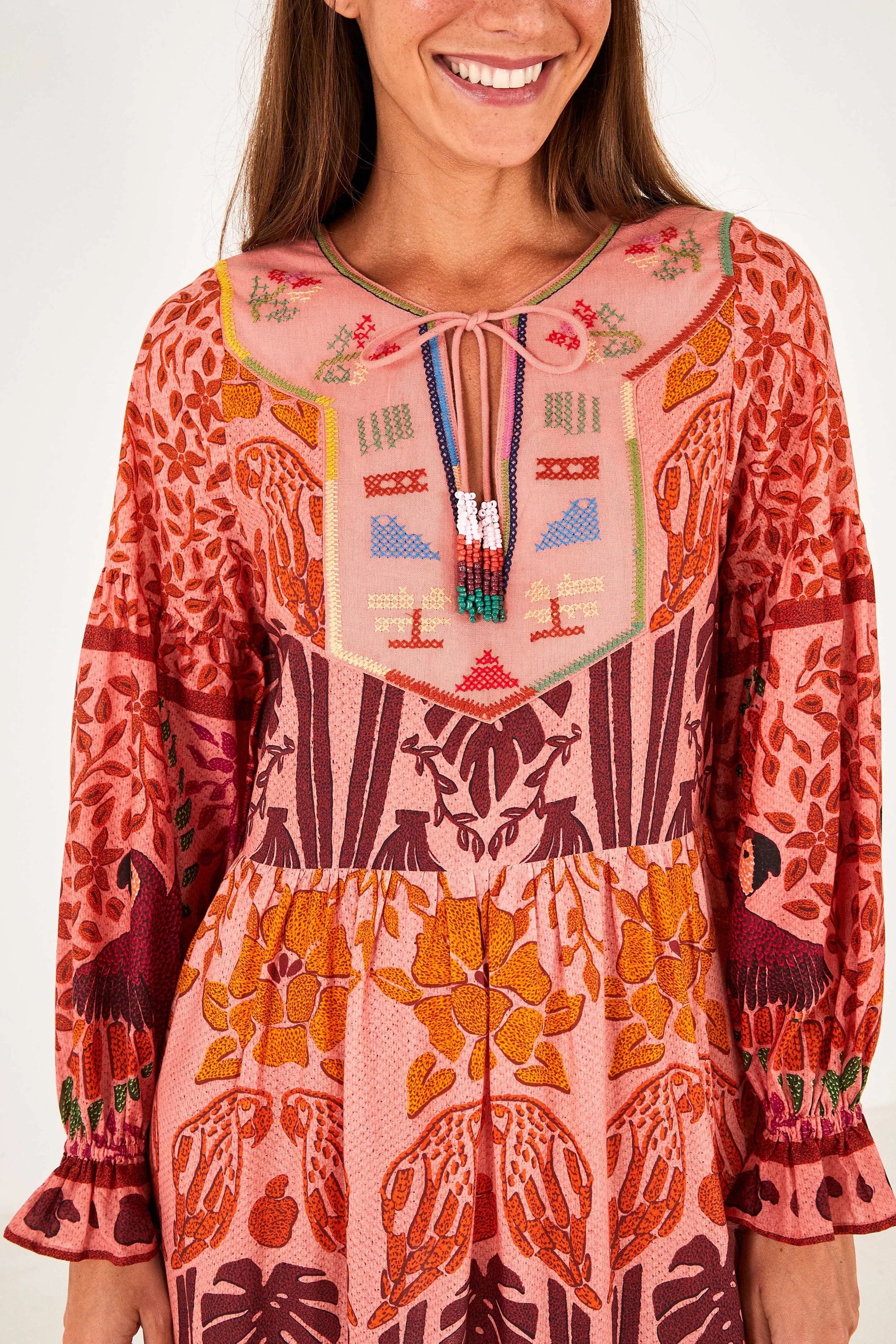 Pink Ainika Print offers Macaws Blouse