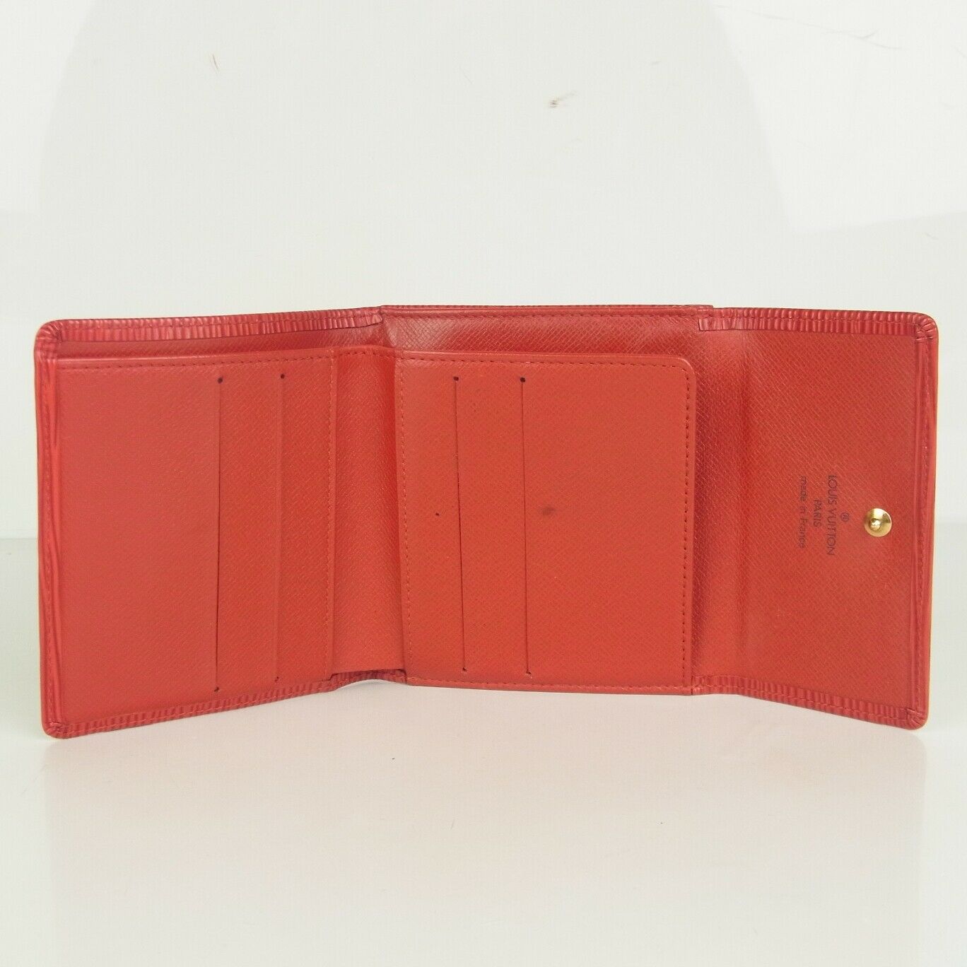 Authentic Louis Vuitton Red Epi Porte online Cartes Leather Card Case Wallet